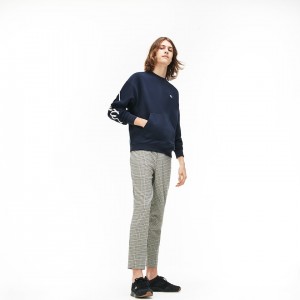 Moletons Lacoste Masculino Azuis Branco LIVE Crew Neck Embroidered Fleece BS1-29782Q7