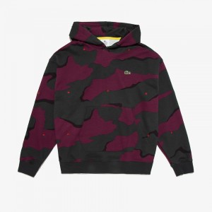 Moletons Lacoste Masculino Verdes Branco LIVE Hooded Camo Print Fleece JQ6-45454K9