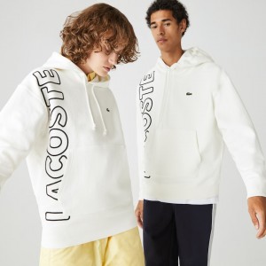 Moletons Lacoste Masculino Branco Pretas LIVE Hooded Embroidered Cotton Blend HR2-88438Y6