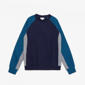 Moletons Lacoste Masculino Azul Marinho Azuis Cinzentas Azul Marinho Azuis Motion Colorblock Crew Neck ZK8-19881D0