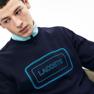 Moletons Lacoste Masculino Azul Marinho Azuis Motion Regular Fit Crew Neck Cotton IN0-82878E3