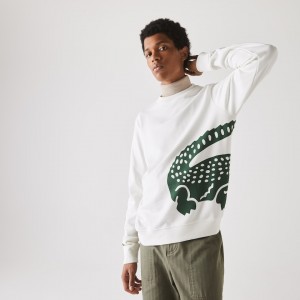 Moletons Lacoste Masculino Branco Oversize Croc Crew Neck Cotton HU6-25412S2