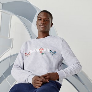Moletons Lacoste Masculino Cinzentas Branco SPORT Collab Youssef SY In Fleece ZM3-50605U9