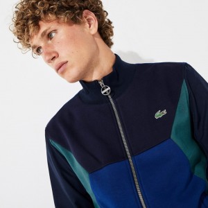 Moletons Lacoste Masculino Azul Marinho Azuis Verdes SPORT Color-Blocked Zip Up Tennis MX8-05190B1
