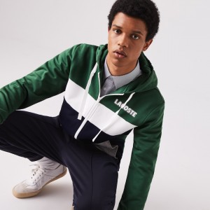 Moletons Lacoste Masculino Verdes Azul Marinho Azuis Cinzentas Branco SPORT Colourblock Fleece Zip BL9-62096C5