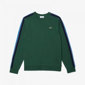 Moletons Lacoste Masculino Verdes Cinzentas Azuis Azul Marinho Azuis Branco SPORT Contrast Bands Fleece CV6-17161W4
