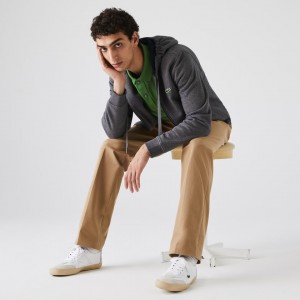 Moletons Lacoste Masculino Cinzentas Azul Marinho Azuis SPORT Full-Zip Fleece Hoodie LT5-62696W1