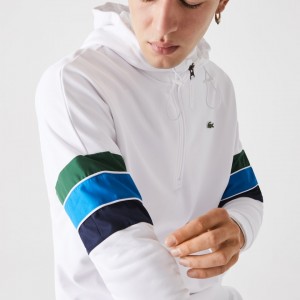 Moletons Lacoste Masculino Branco Verdes Azuis Azul Marinho Azuis Branco SPORT Hooded Colorblock Fleece FB9-89928V4