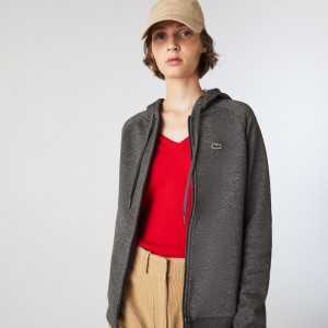Moletons Lacoste Feminino Cinzentas SPORT Hooded Fleece Zip Tennis MB1-24542K6