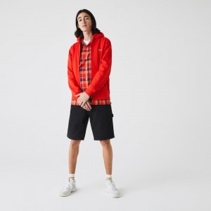 Moletons Lacoste Masculino Vermelhas SPORT Hooded Lightweight Bi-material YO0-13181A0