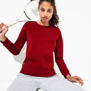 Moletons Lacoste Feminino Vermelhas Escuro SPORT Oversize Croc Cotton-Blend OT8-16821E3