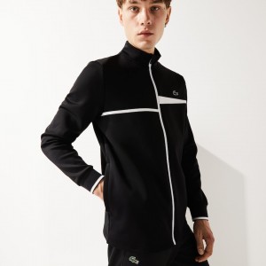 Moletons Lacoste Masculino Pretas Branco SPORT Stand-Up Collar Zip Tennis TA7-61696L4