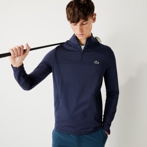 Moletons Lacoste Masculino Azul Marinho Azuis SPORT Stretch Zippered Collar HB6-14021X1