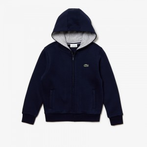 Moletons Lacoste Criança Azul Marinho Azuis Cinzentas SPORT Tennis Zippered Fleece GG1-92109M9