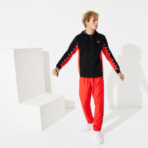 Moletons Lacoste Masculino Pretas Vermelhas Cinzentas SPORT Two-Tone Fleece Hoody QY2-86078E5