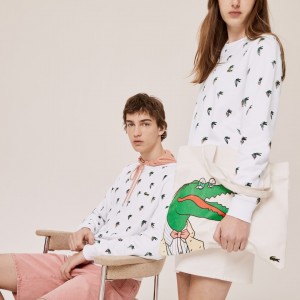 Moletons Lacoste Feminino Branco x Jean-Michel Tixier Print ZG5-28692L2