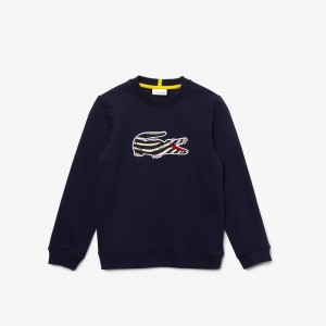 Moletons Lacoste Criança Azul Marinho Azuis Branco x National Geographic Fleece KO9-16881U8