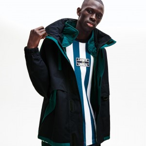 Parka Jackets Lacoste Masculino Azul Marinho Azuis Verdes LIVE Color-Block YR5-92039T0