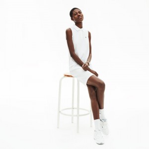 Vestido Polo Lacoste Feminino Branco Cotton Piqué DJ7-94009R1