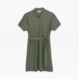 Vestido Polo Lacoste Feminino Caqui Verdes Kimono-Sleeved Wide CZ6-37713S5