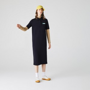 Vestido Polo Lacoste Feminino Azul Marinho Azuis LIVE Straight Cut Badge Flowing PJ9-54415M8