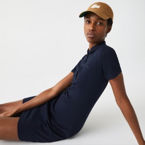 Vestido Polo Lacoste Feminino Azul Marinho Azuis Stretch Cotton Piqué ZA3-88118O7