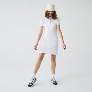 Vestido Polo Lacoste Feminino Branco Stretch Cotton Piqué CB4-24582U8