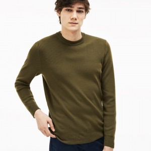 Suéteres Lacoste Masculino Bege Crew Neck Technical Knit HF6-50425P8