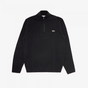 Suéteres Lacoste Masculino Pretas Half Zip Collared YC4-09110D7