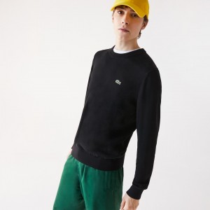 Suéteres Lacoste Masculino Pretas Organic Cotton Crew Neck RJ3-20692E2