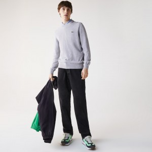 Suéteres Lacoste Masculino Cinzentas Organic Cotton Crew Neck CQ9-56325S6