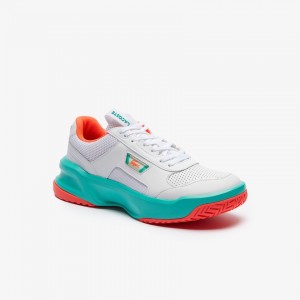 Tenis Lacoste Masculino Branco Turquesa Ace Lift Herringbone Leather KI3-54235T6