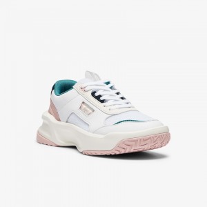Tenis Lacoste Feminino Branco Rosa Ace Lift Leather NA1-58645R0