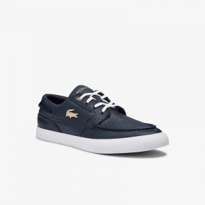 Tenis Lacoste Masculino Azul Marinho Branco Bayliss Deck Leather EB0-30943I2