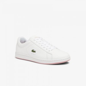 Tenis Lacoste Feminino Branco Rosa Carnaby Evo Leather MX3-98529F0
