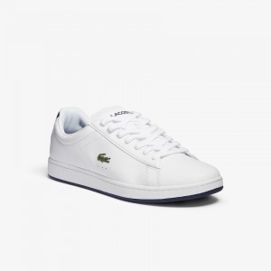 Tenis Lacoste Masculino Branco Azul Marinho Carnaby Evo Leather BG0-15201B9