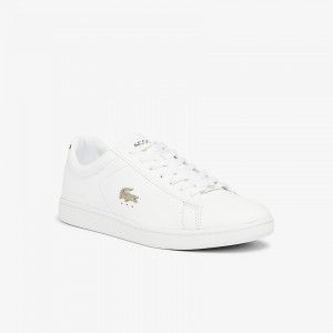 Tenis Lacoste Masculino Branco Branco Carnaby Evo Leather Platinum HW8-00070K9