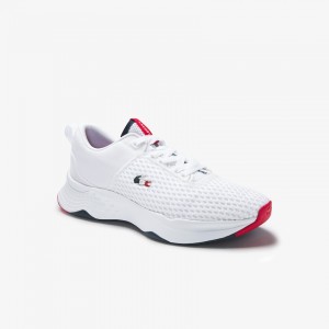 Tenis Lacoste Masculino Branco Azul Marinho Vermelhas Court-Drive Textured Textile EN3-22302G0