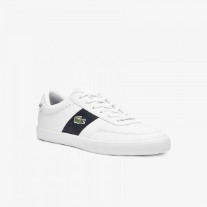 Tenis Lacoste Masculino Branco Azul Marinho Court-Master Leather and Synthetic Perforated IN9-23672W2