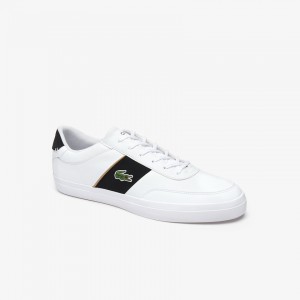 Tenis Lacoste Masculino Branco Pretas Court-Master Tumbled Leather WR4-76647W1
