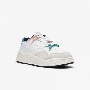 Tenis Lacoste Feminino Branco Rosa Court Slam Synthetic and Leather UI5-39463L0