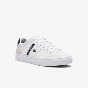 Tenis Lacoste Masculino Branco Courtline Leather and Textile CU4-10351Q0