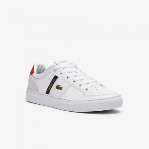 Tenis Lacoste Masculino Branco Bege Courtline Leather and Textile WR2-53955N5