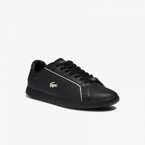 Tenis Lacoste Feminino Pretas Graduate Leather Metallic Detailing DH7-57575R4