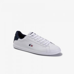 Tenis Lacoste Masculino Branco Bege Graduate Tricolore Leather and Synthetic EH0-17891C1