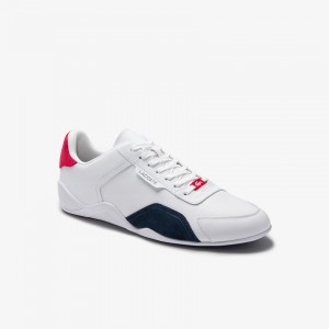 Tenis Lacoste Masculino Branco Azul Marinho Vermelhas Hapona Leather and Synthetic DT8-85898I6