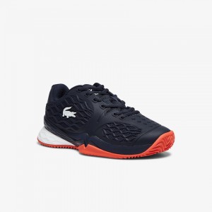 Tenis Lacoste Criança Azul Marinho Vermelhas LC Scale Roland Garros Textile ZB5-11411Z5