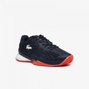 Tenis Lacoste Feminino Azul Marinho Vermelhas LC Scale Roland Garros Textile AR8-57925U9
