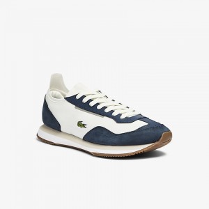 Tenis Lacoste Masculino Branco Azul Marinho Match Break Textile DV4-55575V0