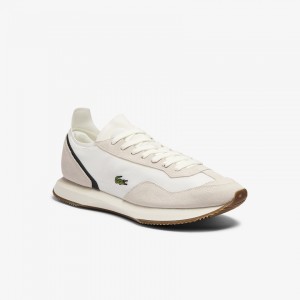 Tenis Lacoste Masculino Bege Verdes Match Break Textile and Suede SU8-76707M9